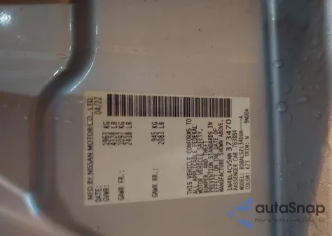 2022 Nissan Altima Sr Fwd из США, поврежденный, VIN 1N4BL4CV5NN373470